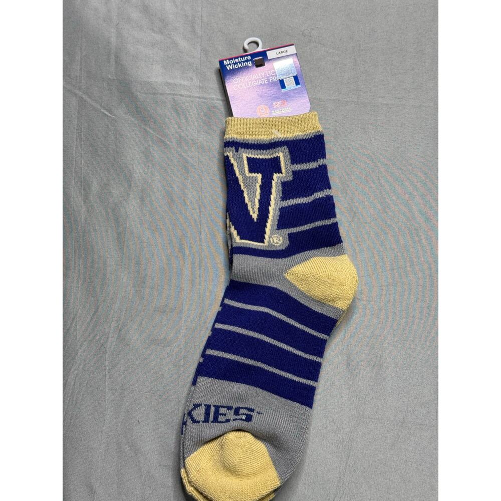 Washington Huskies NCAA Purple Crew Socks - Large Size 10-13 NWT